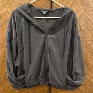 Athleta Charcoal Zip-Up bubble hem Hoodie